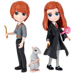 Wizarding World Ron and Ginny dolls poseable in Hogwarts uniforms for imaginative play.