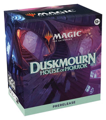 Wizards of the Coast Duskmourn front view shows six booster packs for MTG prerelease use and early access.