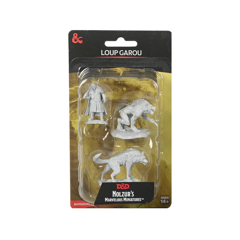 WizKids Nolzur's Loup Garou miniature unpainted, ready for color exploration on your table.