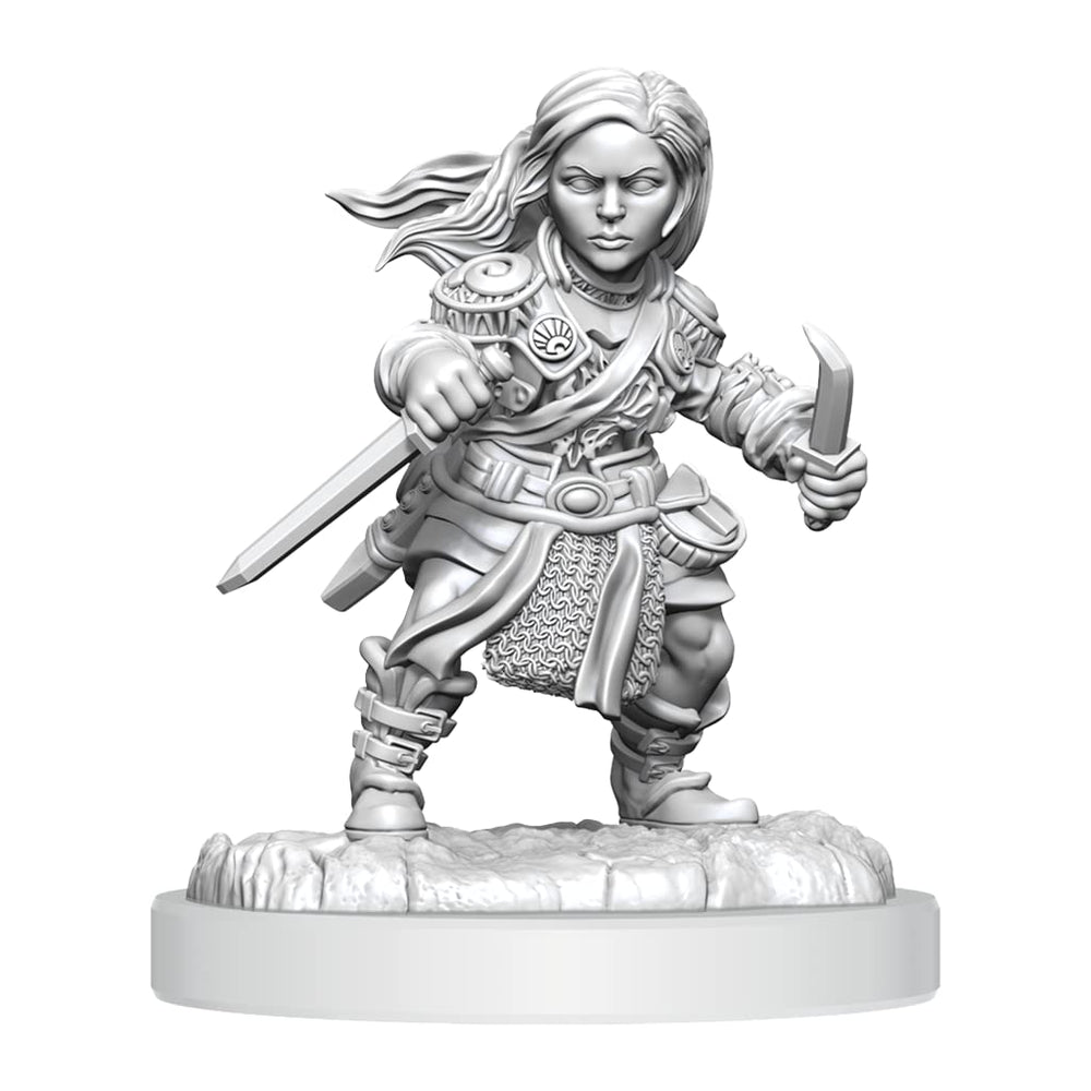 WizKids Nolzur's Halfling Rogue Female miniature, perfect for quick battlefield setup.