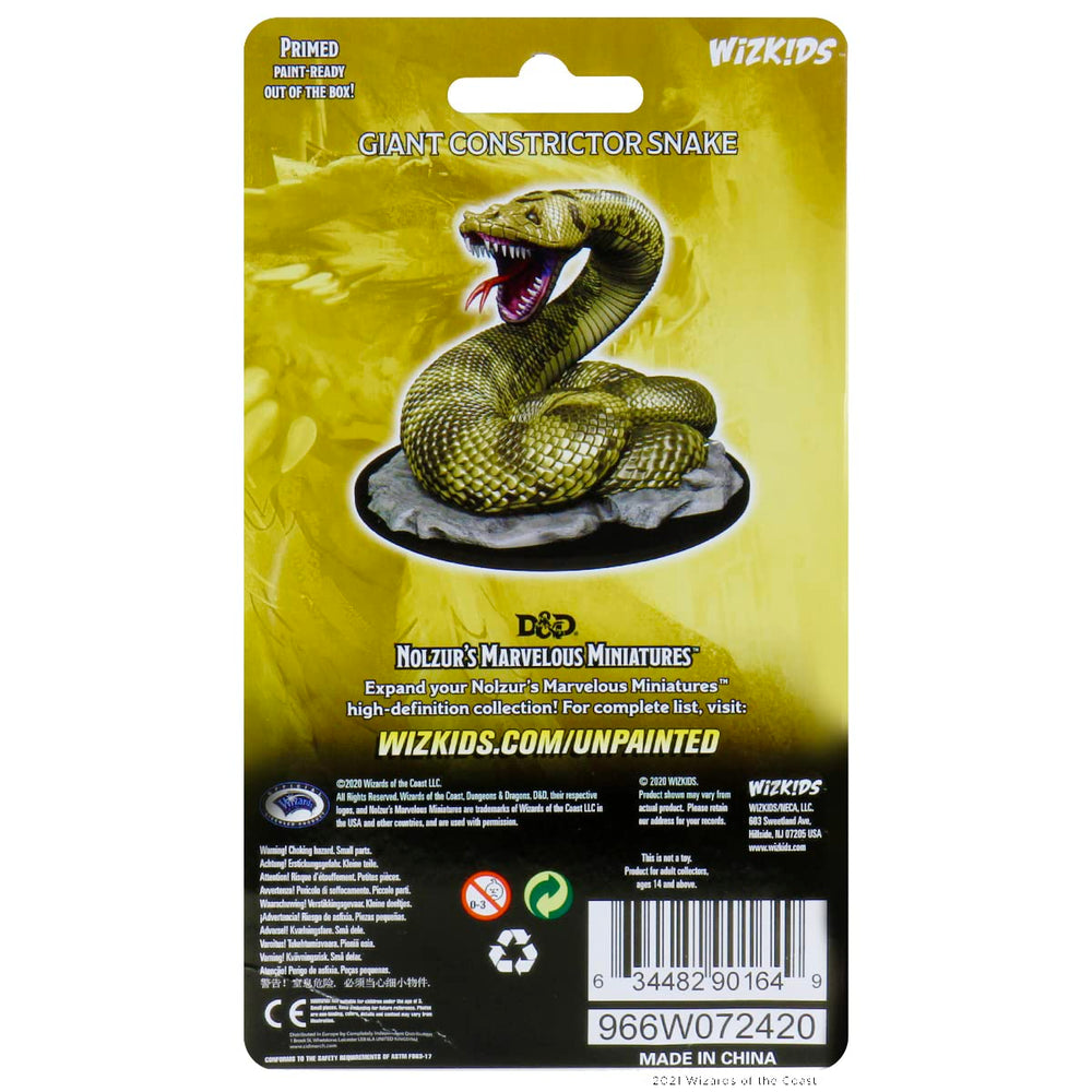 WizKids Nolzur's Giant Constrictor Snake miniature detail highlights intricate scales for painting practice.
