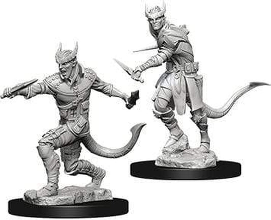 WizKids Nolzur's Tiefling Male Rogue paint-ready miniature for hobby painting and display.