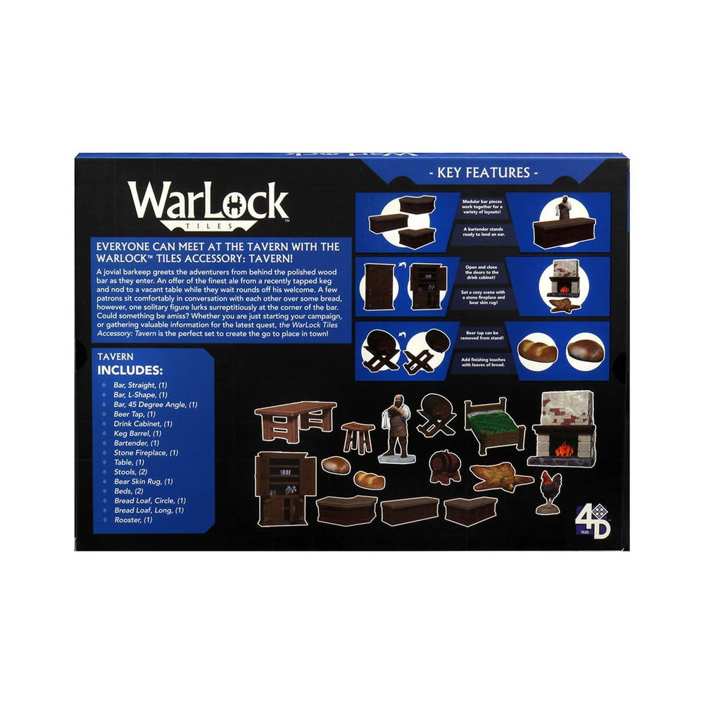 WizKids Warlock Tiles tavern barstools add authentic seating.