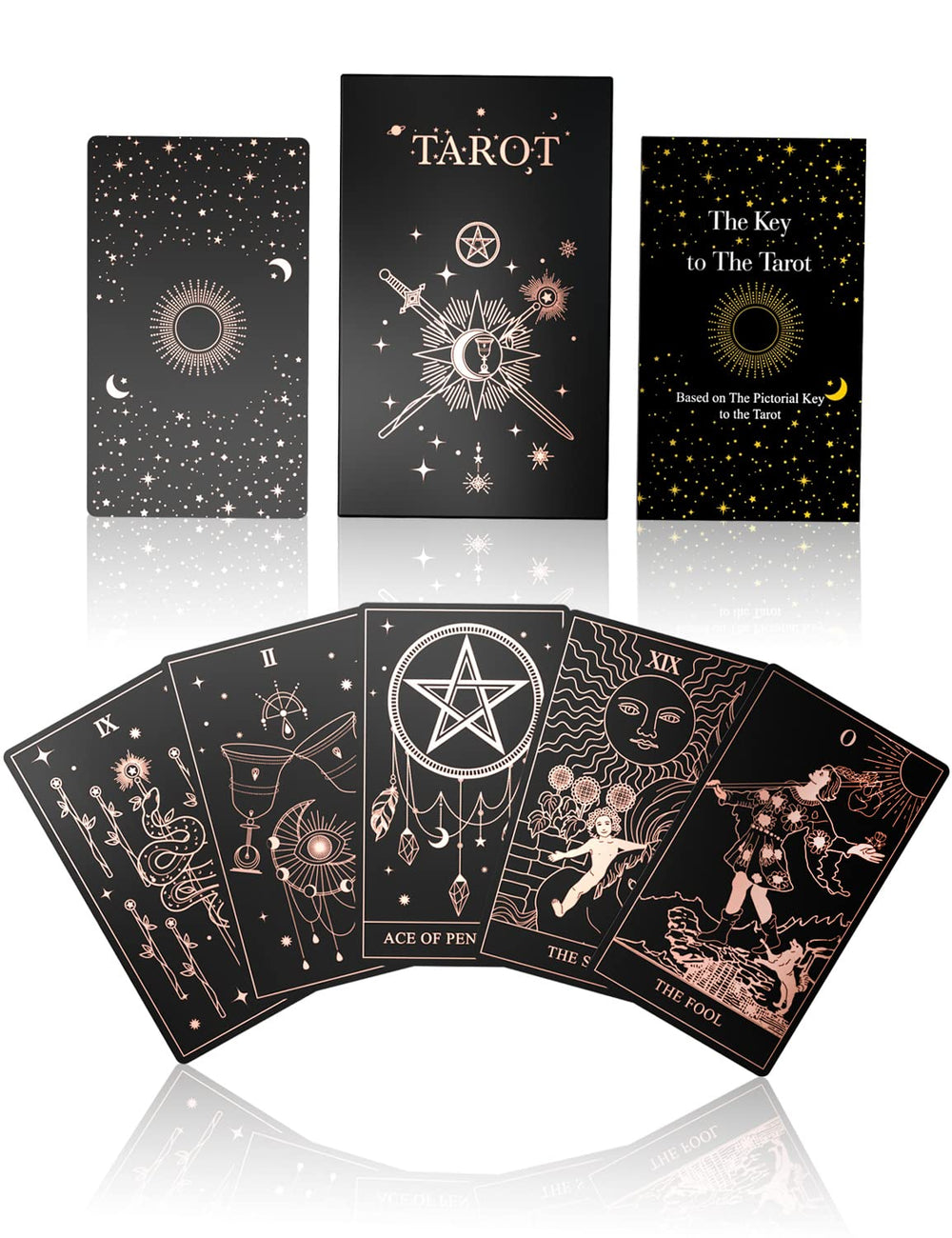WJPC rose gold foil tarot deck collection with rose gold foil, ideal for stylish divination sessions.