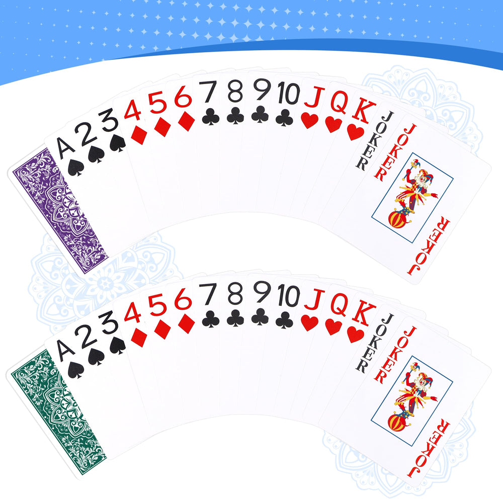 Wkchxd playing cards blue-core with plastic coating for lasting shuffle reliability.