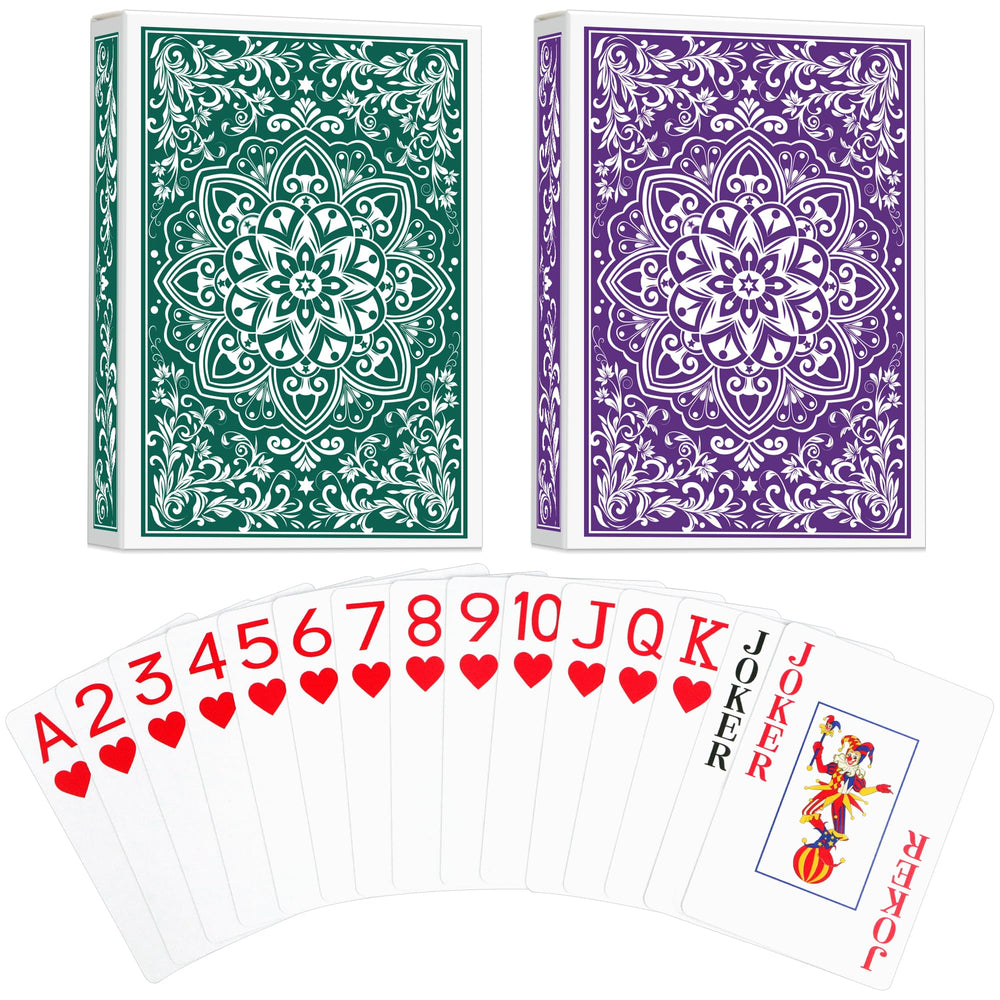 Wkchxd playing cards green-purple deck for poker-size play with durable feel.