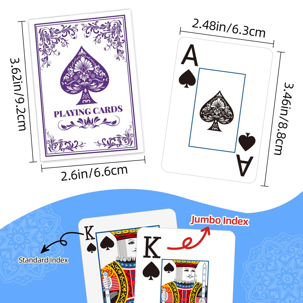 Wkchxd playing cards green-purple large-print design for easy reading during games.