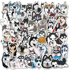 WLJIAO husky sticker pack on a laptop adds playful personality and durable waterproof protection.