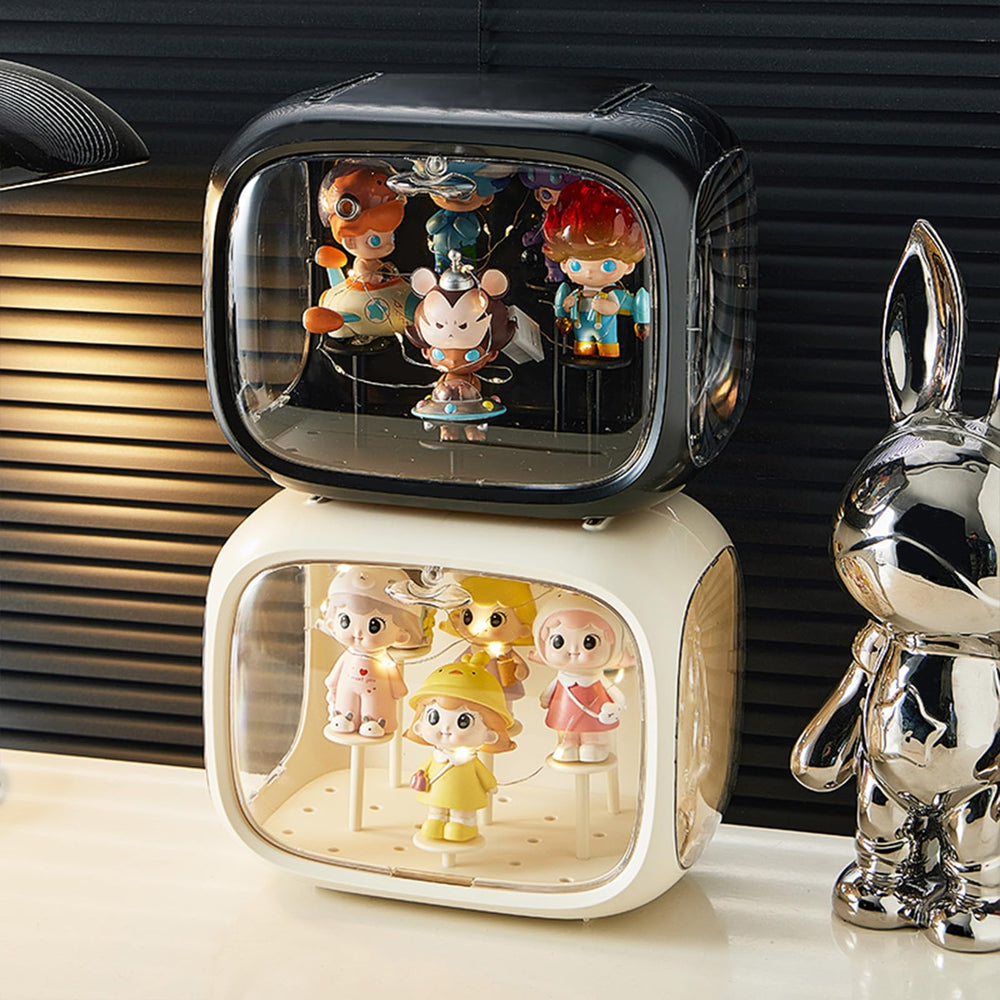 WMM stackable design with magnetic door keeps displays secure.