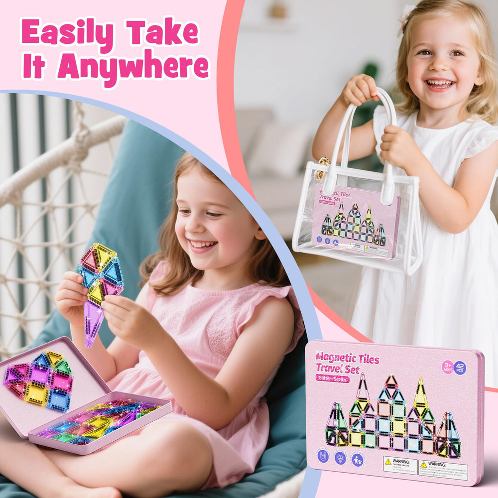 WMXDU pink metal box storage keeps pieces tidy during car rides