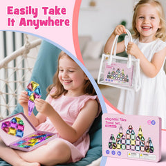 WMXDU pink metal box storage keeps pieces tidy during car rides