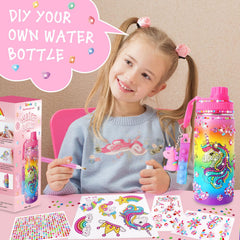 Wninbu unicorn bottle diamond art close-up with sparkling gems for creative fine-motor fun.