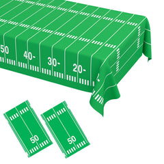 WNINK football tablecloth laid out on a party table for a sports event