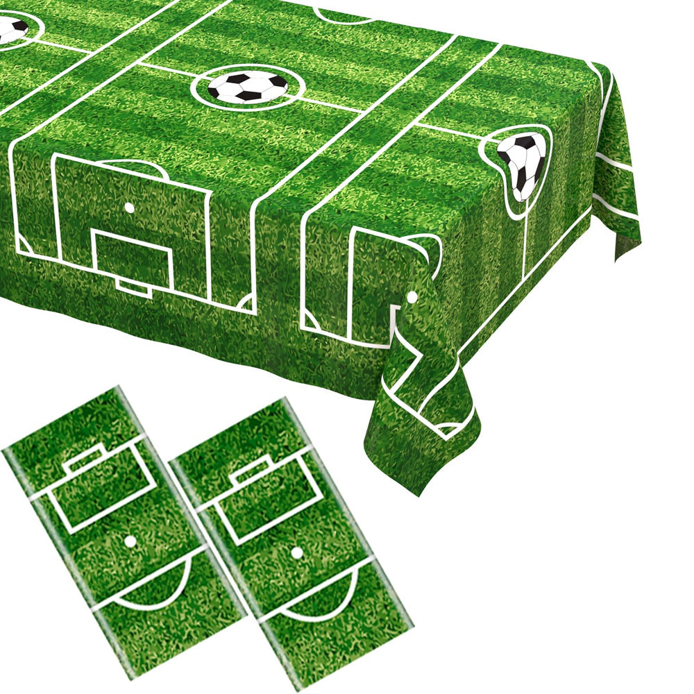 WNINK soccer tablecloth with green checkered pattern protects tables at soccer parties.