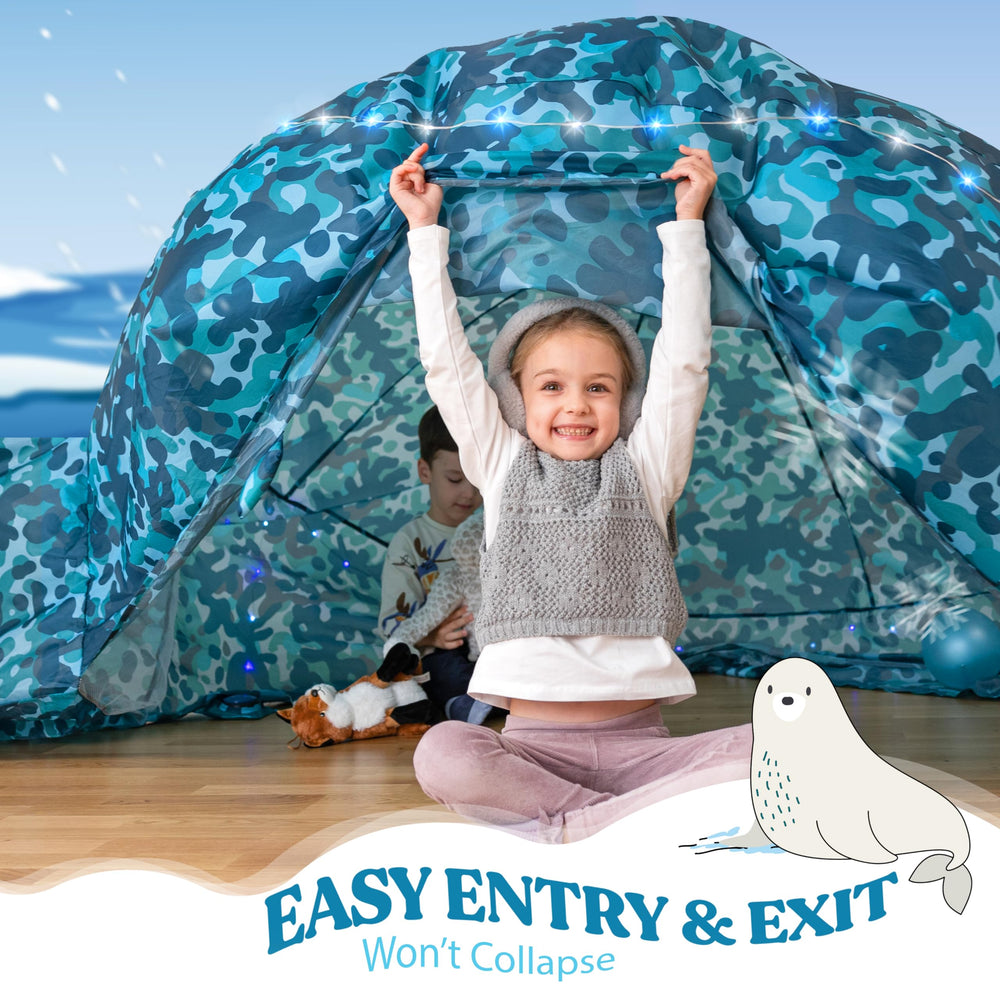 W&O Arctic Camo Aerodome open entrance for easy access and play.