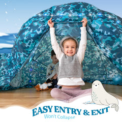 W&O Arctic Camo Aerodome open entrance for easy access and play.