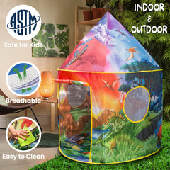 W&O Dinosaur Discovery tent creates a bedtime reading nook with soft glow.