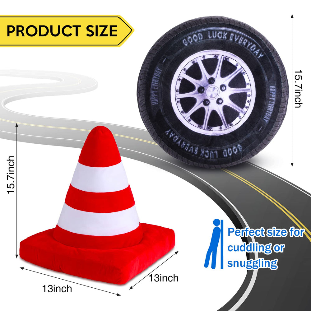 Woanger traffic cone plush pillow adds playful decor and neck support for relaxation.