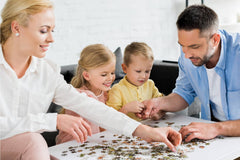 Wobehsk Easter Egg Puzzle on table promotes cozy family time