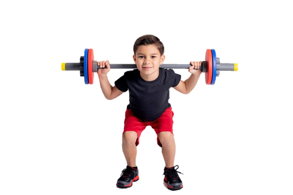 WOD Toys Barbell Mini dimensions 3 ft length suited for kid-sized workouts.