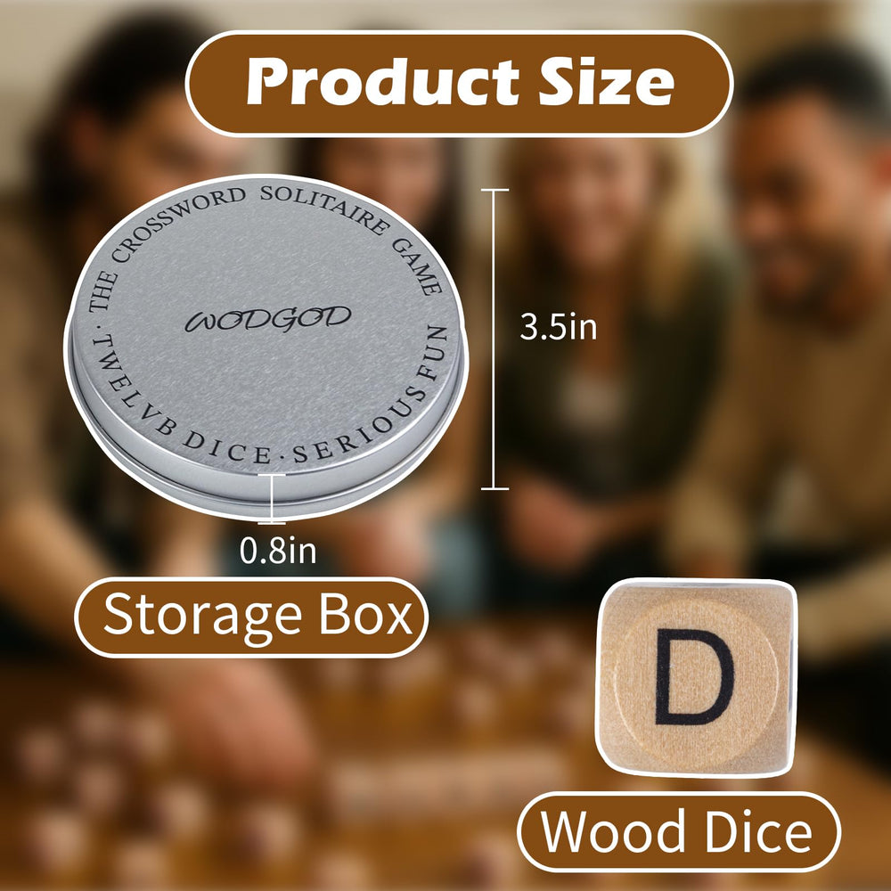 WodGod wooden dice close-up showing balanced vowels for richer word options.