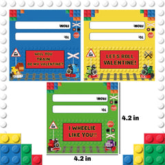 Valentine gift cards with WODMAZ train blocks for classroom exchanges