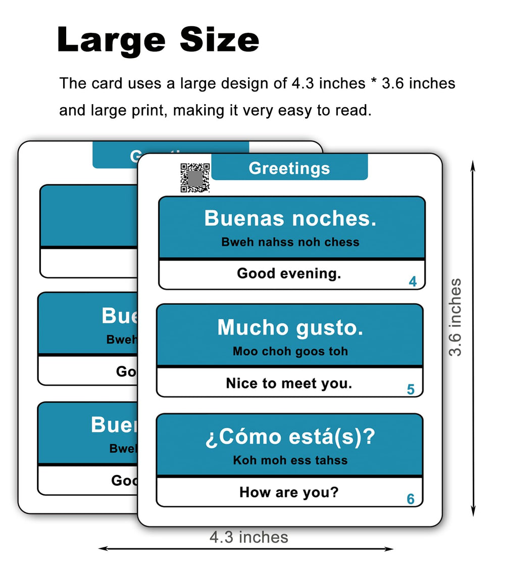 Woifish Spanish Phrases flash cards in use with learners in real-life contexts.