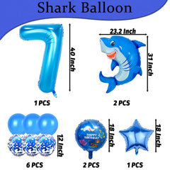 Woizoeiy blue shark foil balloon adds a playful centerpiece for birthdays.