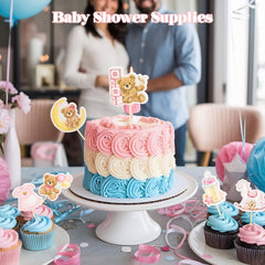 Wolpark bear topper ideal for gender reveal party cakes
