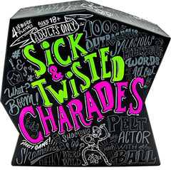 Wonder Forge Sick & Twisted Charades box front for adult party game setup