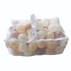 Wonder Space soft pit balls in mixed colors stored in a bag for tidy play.