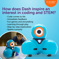 Wonder Workshop Dash charging cable included for convenient recharging.