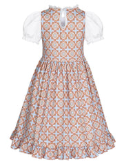 WonderBabe Prairie Dress back view showing waist elastic and buttons for comfort