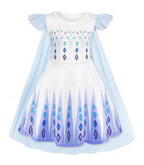 WonderBabe princess dress in white with short sleeves, ideal for birthday celebrations.
