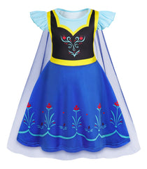 WonderBabe Snow Queen dress front view, vibrant 3D print for imaginative play.