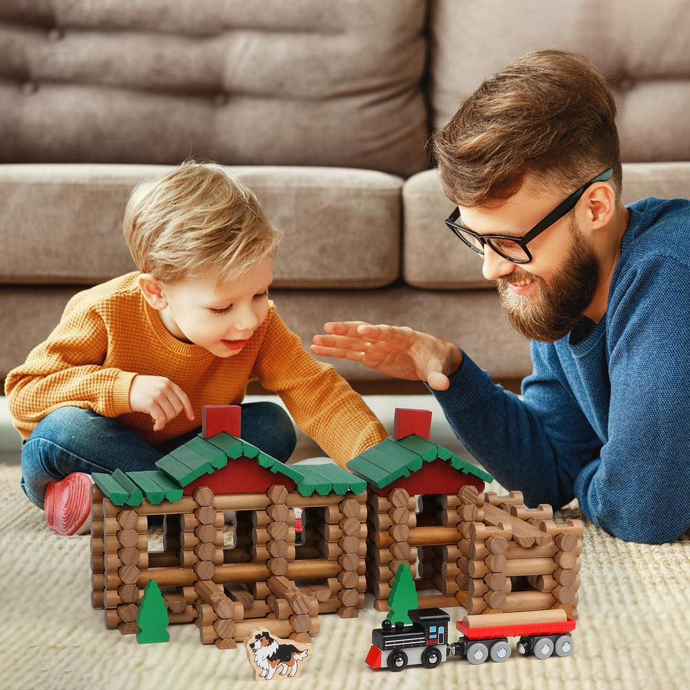 Wondertoys 208-pcs wooden log set instructions spark step-by-step builds