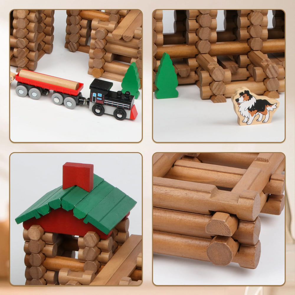 Wondertoys 208-pcs wooden log set lumber truck boosts construction play