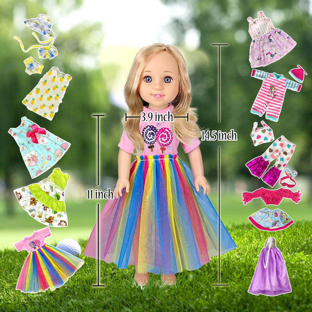 WONDOLL 14-inch dress with hats and hairband for imaginative storytelling