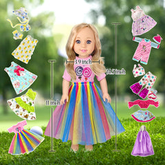 WONDOLL 14-inch dress with hats and hairband for imaginative storytelling