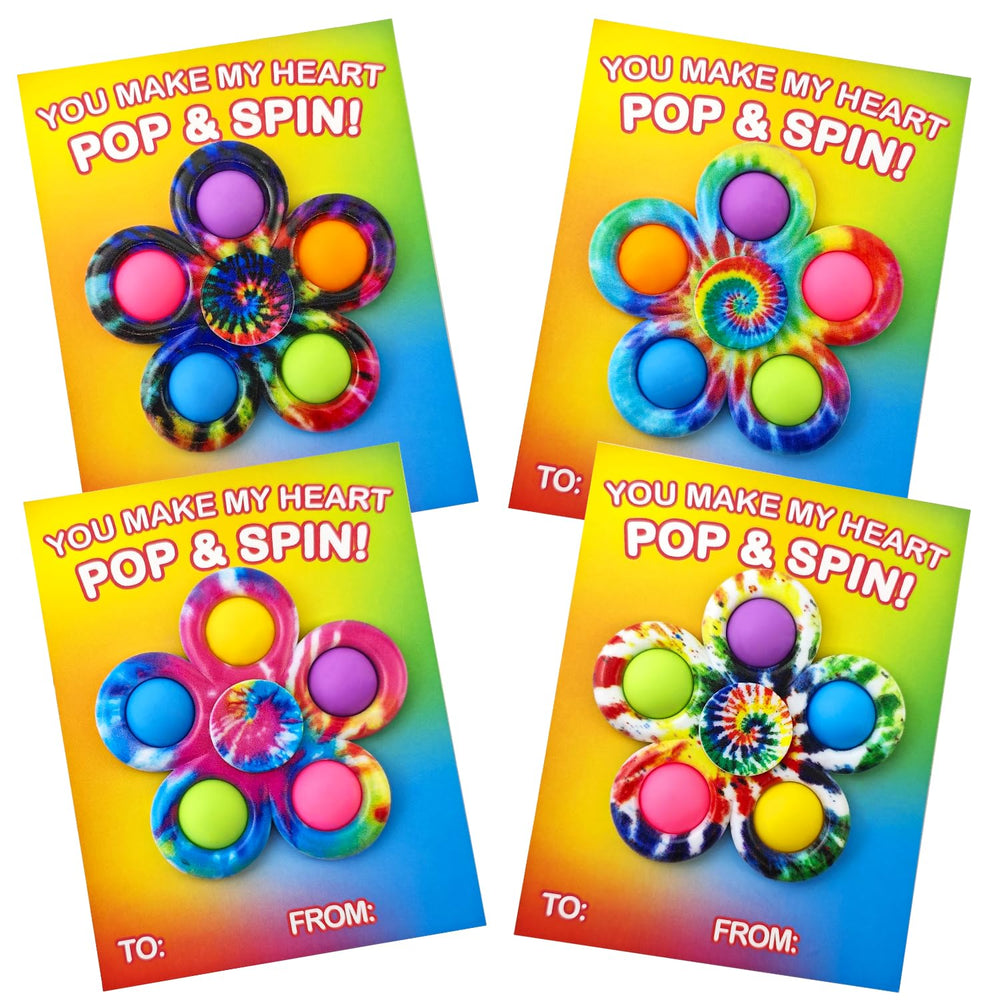 Wondrus valentines fidget spinners 24-count provide smooth spins for classroom exchanges.