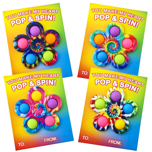 Wondrus valentines fidget spinners 24-count provide smooth spins for classroom exchanges.