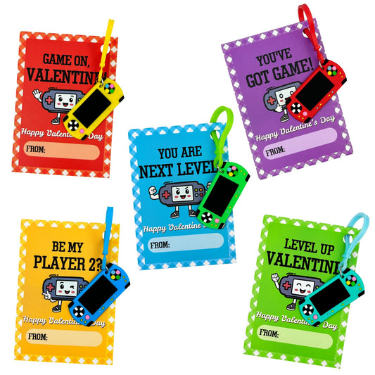 Wondrus valentines video game keychains 24-pack for classroom exchanges.