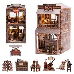Wondyland Book Nook Old Town Saloon exterior with warm LED glow for cozy desk display