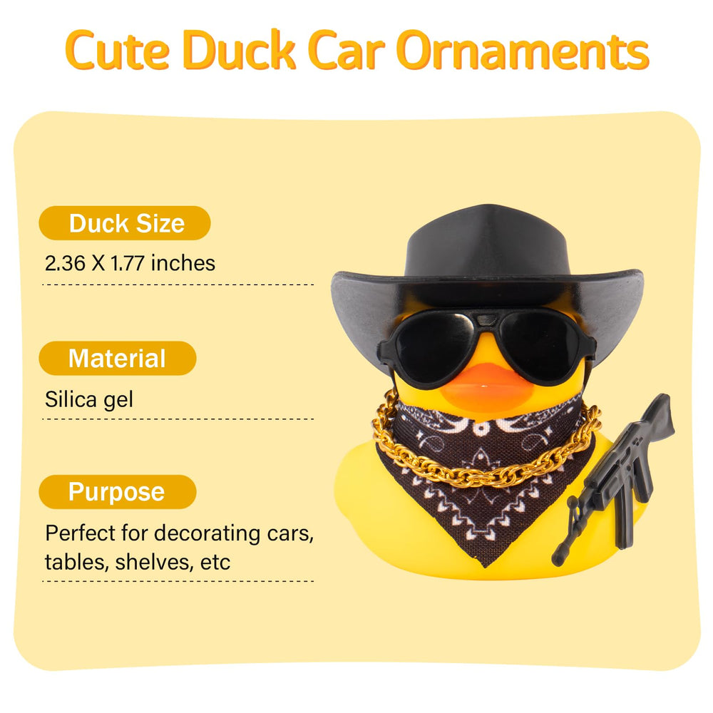 wonuu rubber duck wearing sunglasses on dash for stylish flair