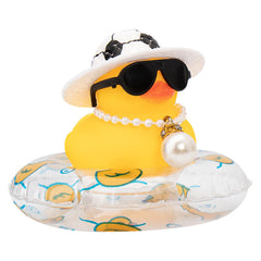 wonuu car rubber duck with sun hat and sunglasses adds playful dashboard flair
