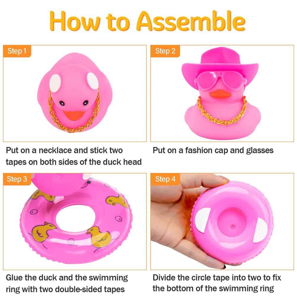 assembled wonuu pink duck with accessories for dashboard decoration
