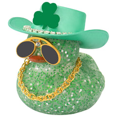 wonuu St. Patrick's Day green shamrock hat duck enhances the car dashboard