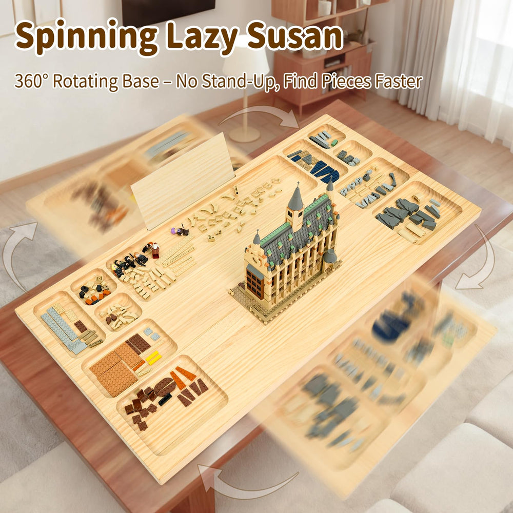 Wood City Baseplate Table Lazy Susan rotation enables inclusive group-building