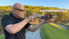 Wood Trick Bullet Boltcaster kit shows 411-piece layout and glue-free assembly guide.