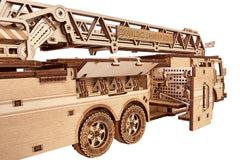 Wood Trick Rescue Firetruck includes three extinguishers and hydrant features for realism.